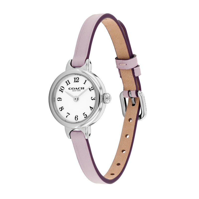 Main Image 2 of Ladies' Coach Iris Stainless Steel Watch with Chalk Dial and Lavender Leather Strap (Model: 14504658)