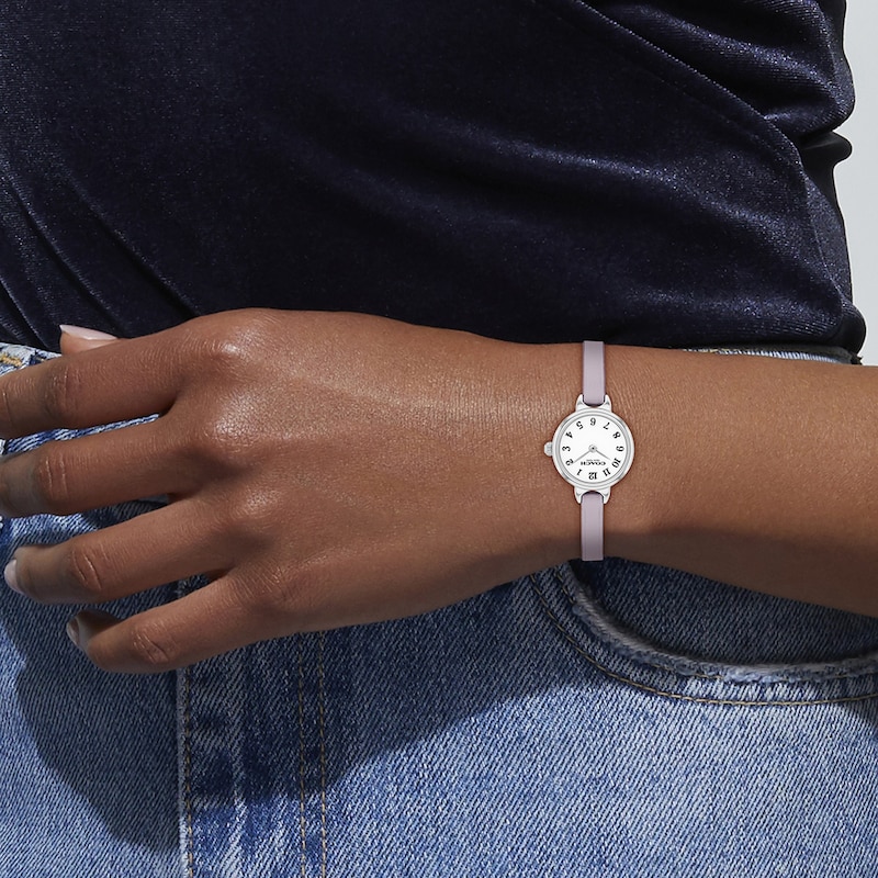 Main Image 4 of Ladies' Coach Iris Stainless Steel Watch with Chalk Dial and Lavender Leather Strap (Model: 14504658)