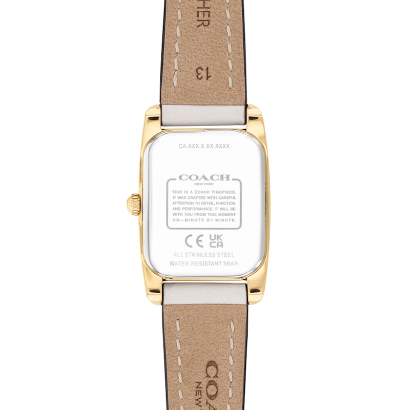 Main Image 3 of Ladies' Coach Reese Gold-Tone IP Stainless Steel Watch with Silver-White Dial and Chalk Leather Strap (Model: 14504645)