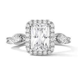 2 CT. T.W. Radiant-Cut Certified Lab-Grown Diamond Halo Ring with Marquise Accents in 14K White Gold (F/VS2)