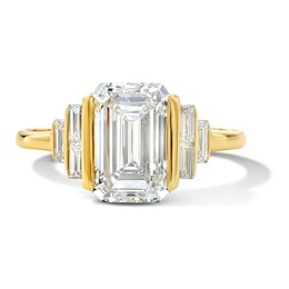 3-1/4 CT. T.W. Emerald-Cut Certified Lab-Grown Diamond Geometric Engagement Ring in 14K Gold (F/VS2)