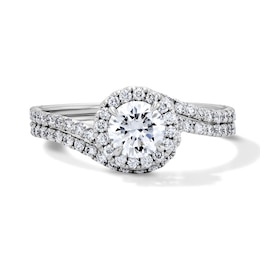 1-1/8 CT. T.W. Certified Lab-Grown Diamond Frame Bypass Bridal Set in 14K White Gold (F/VS2)