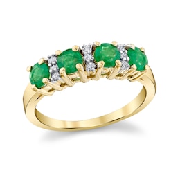 Emerald and 1/10 CT. T.W. Diamond Ring in 14K Gold