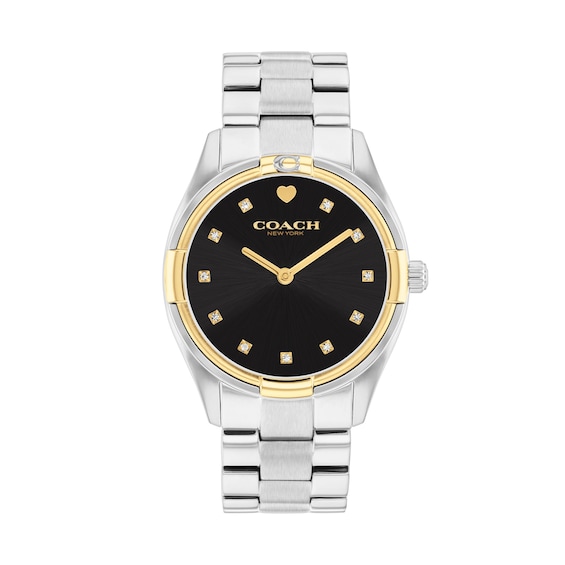 Ladies' Coach Brooks Gold-Tone IP and Stainless Steel Watch with Black Dial and Crystal Accents (Model: 14504666)