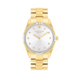 Ladies' Coach Brooks Gold-Tone IP and Stainless Steel Watch with Silver-Tone Dial and Crystal Accents (Model: 14504667)