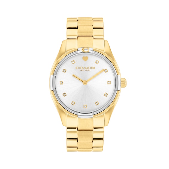 Ladies' Coach Brooks Gold-Tone IP and Stainless Steel Watch with Silver-Tone Dial and Crystal Accents (Model: 14504667)