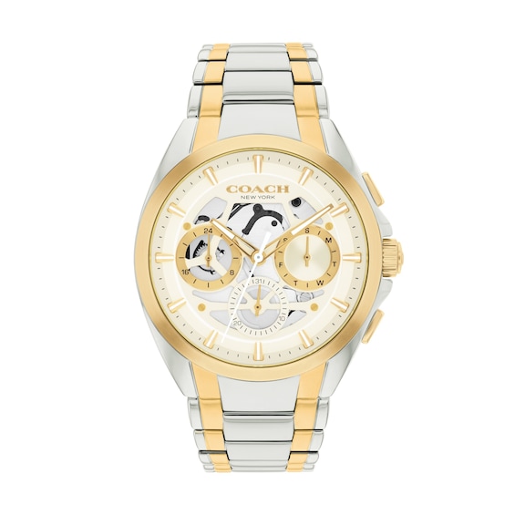 Men's Coach Jackson Gold-Tone IP and Stainless Steel Chronograph Watch with Ivory Dial (Model: 14602771)
