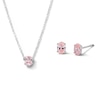 Thumbnail Image 1 of 3/4 CT. T.W. Oval Pink Lab-Grown Diamond Solitaire Necklace and Stud Earrings Set in Sterling Silver (SI2)
