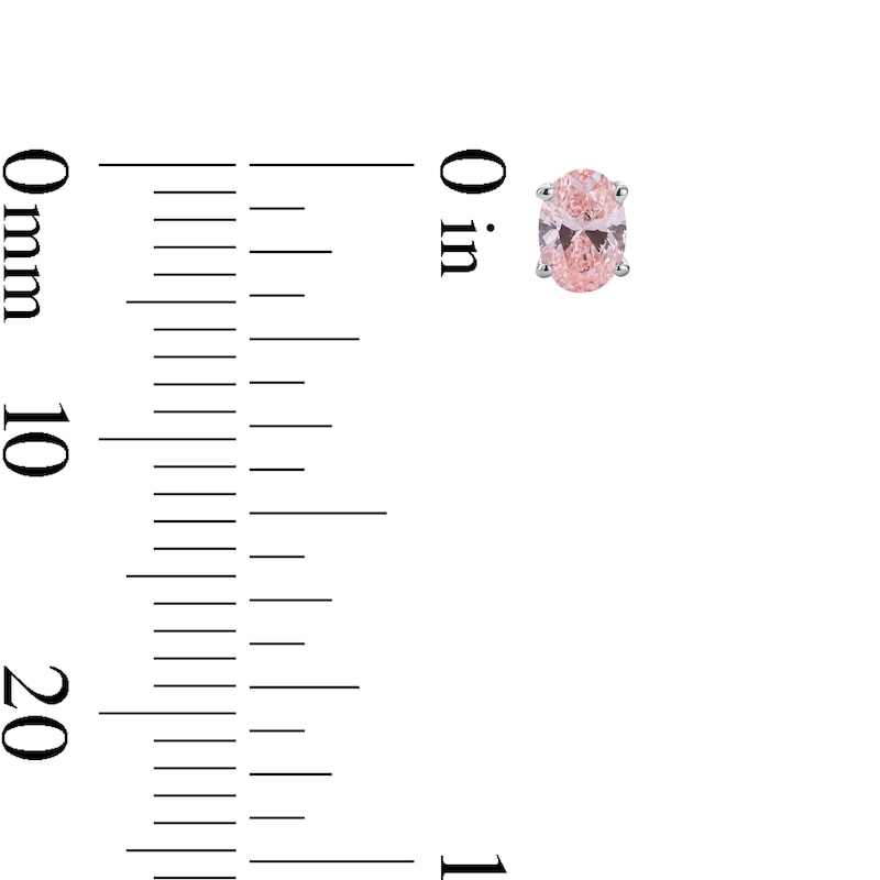Main Image 3 of 3/4 CT. T.W. Oval Pink Lab-Grown Diamond Solitaire Necklace and Stud Earrings Set in Sterling Silver (SI2)