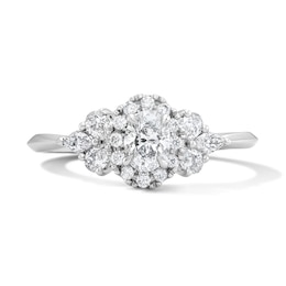 3/4 CT.T.W. Oval-Cut and Mixed-Cut Lab-Grown Diamond Promise Ring in Sterling Silver (F/VS2)