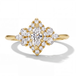 3/4 CT. T.W. Marquise-Cut Lab-Grown Diamond Frame Promise Ring in 10K Gold (F/VS2)