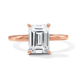 1-3/4 CT. T.W. Certified Emerald-Cut Lab-Grown Diamond Hidden Frame Solitaire Engagement Ring in 14K Rose Gold (F/VS2)