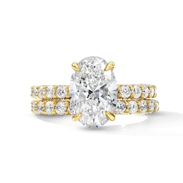 Vera Wang Love Collection 5-1/5 CT. T.W. Oval Certified Lab-Grown Diamond Bridal Set in 14K Gold (F/VS2)