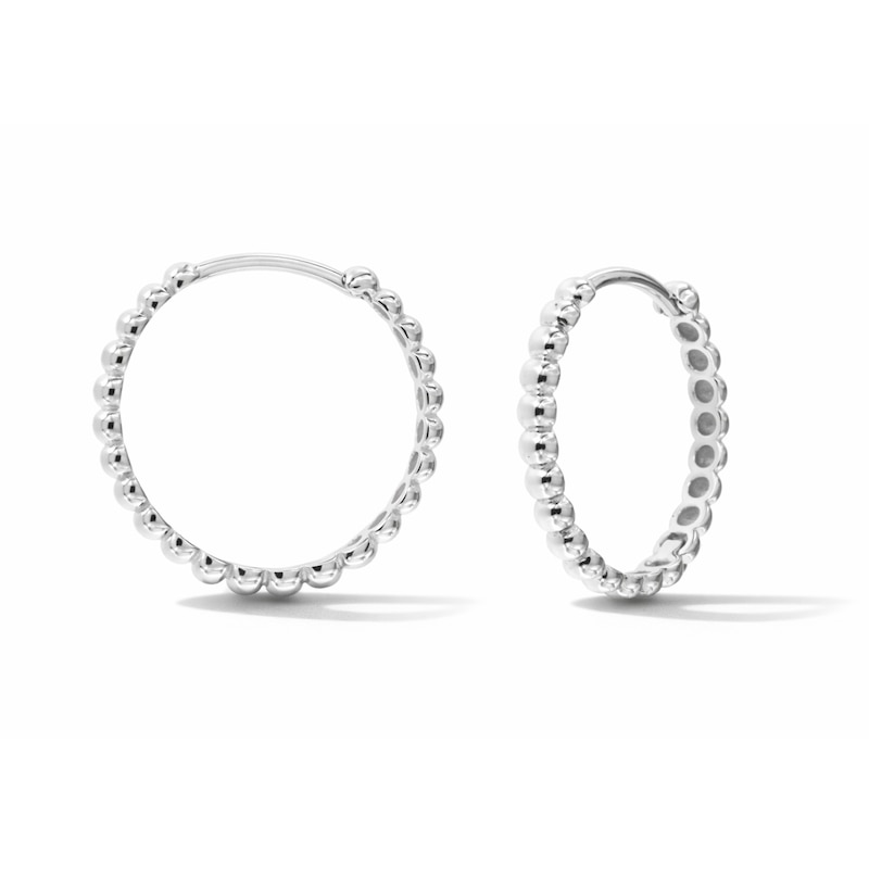 Main Image 1 of 17mm Beaded Huggie Hoop Earrings in Semi-Solid Sterling Silver