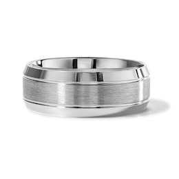 8.0mm Brushed Center Wedding Band in 10K White Gold