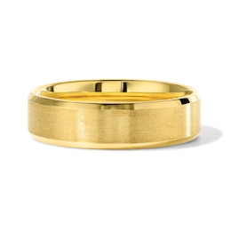 6.0mm Brushed Beveled Wedding Band in 10K Gold