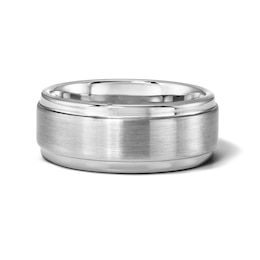 9.0mm Brushed Stepped Wedding Band in Titanium