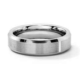6.0mm Brushed Bevelled Edge Wedding Band in Titanium