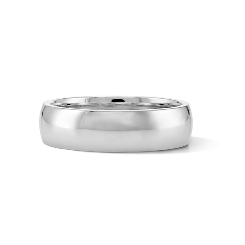 Main Image 1 of 6mm Engravable Polished and Satin-Finished Wedding Band in Sterling Silver (1 Line)