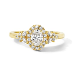 Vera Wang Love 3/4 CT. T.W. Certified Oval Diamond Floral Engagement Ring in 14K Gold (I/SI2)