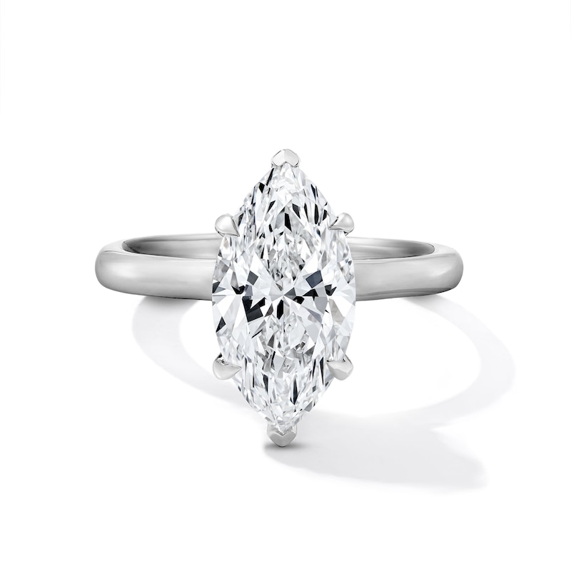 Main Image 1 of 3-1/4 CT. T.W. Certified Marquise-Cut Lab-Grown Diamond Solitaire Hidden Frame Engagement Ring in 14K White Gold (F/VS2)