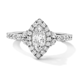 1 CT. T.W. Certified Marquise-Cut Lab-Grown Diamond Frame Engagement Ring in 10K White Gold (F/VS2)