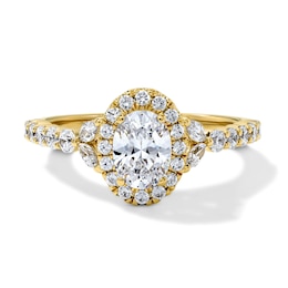 1 CT. T.W. Certified Oval Lab-Grown Diamond Halo Engagement Ring in 10K Gold (F/VS2)