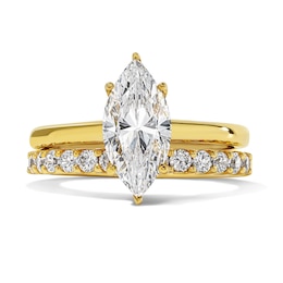 2 CT. T.W. Certified Marquise-Cut Lab-Grown Diamond Bridal Set in 14K Gold (F/VS2)