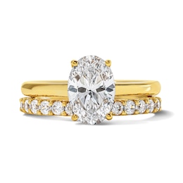 2 CT. T.W. Certified Oval Lab-Grown Diamond Bridal Set in 14K Gold (F/VS2)