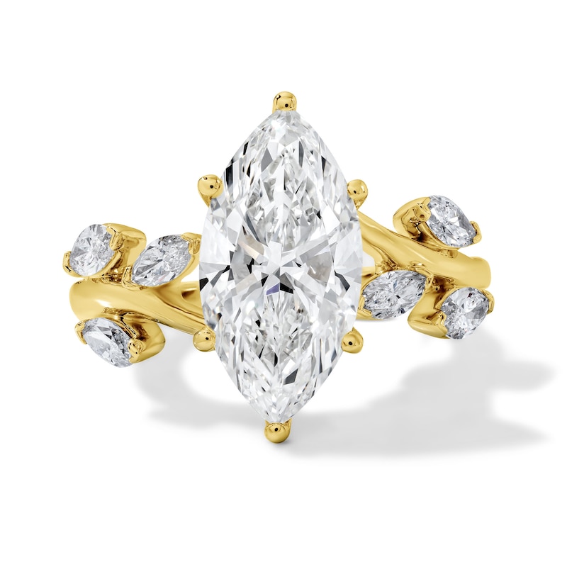 Main Image 1 of Romantic Vine 3 5/8 CT. T.W. Certified Marquise-Cut Lab-Grown Diamond Leaf Shank Engagement Ring 14K Gold (F/VS2)