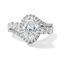 3-1/3 CT. T.W. Certified Oval Lab-Grown Diamond Halo Engagement Ring in 14K White Gold (F/VS2)