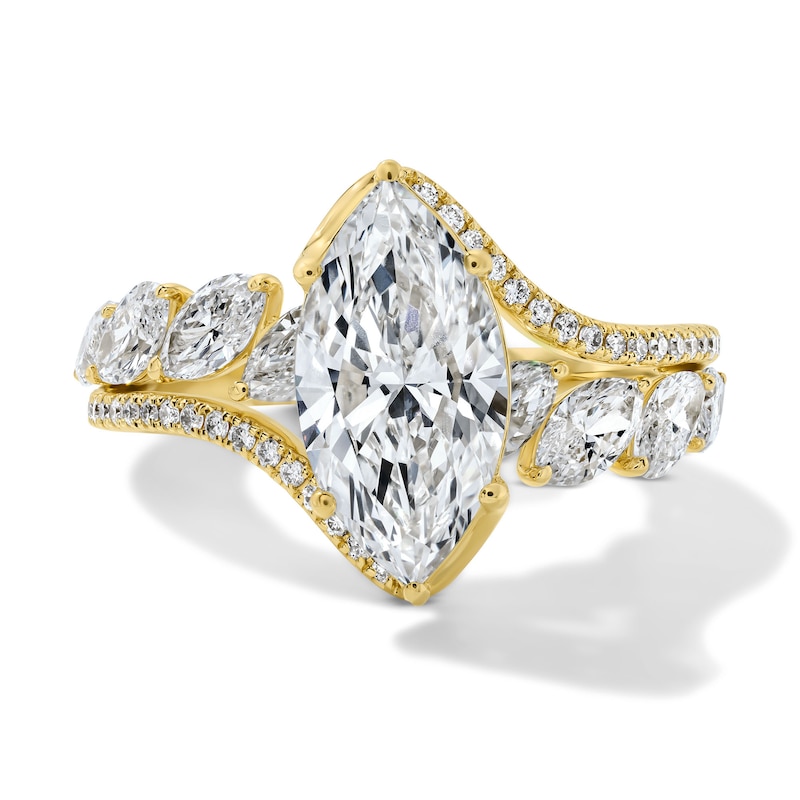 Main Image 1 of 3-3/8 CT. T.W. Certified Marquise-Cut Lab-Grown Diamond Engagement Ring in 14K Gold (F/VS2)