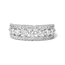 2 CT. T.W. Lab-Grown Diamond Three-Row Ring in 10K White Gold (F/VS2)