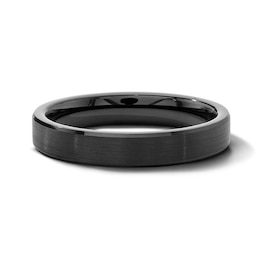 4.0mm Engravable Satin-Finish Wedding Band in Tungsten with Black Ion Plate
