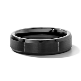 6.0mm Engravable Satin-Finish Wedding Band in Tungsten with Black Ion Plate