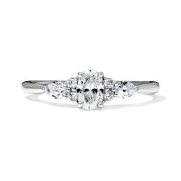 1/2 CT. T.W. Oval Lab-Grown Diamond Promise Ring in 10K White Gold (F/VS2)