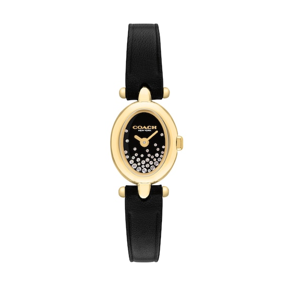 Ladies' Coach Sammy Crystal Accent Gold-Tone IP Stainless Steel Watch with Dial and Leather Strap