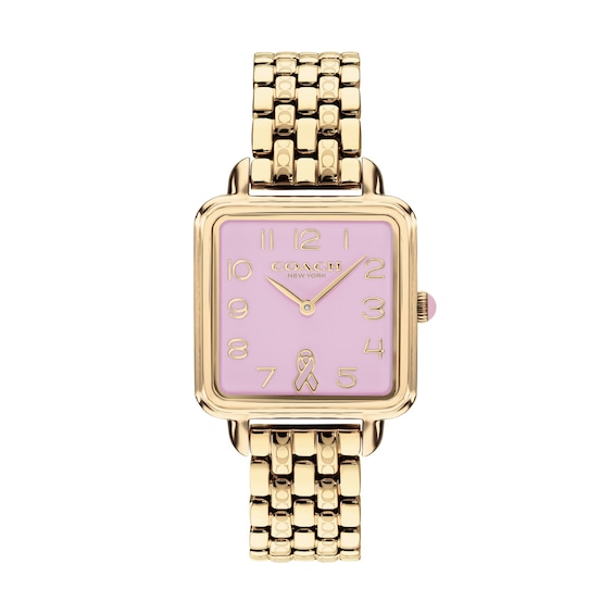 Ladies' Coach Cass Gold-Tone IP Stainless Steel Watch with Pink Dial (Model: 14504692)