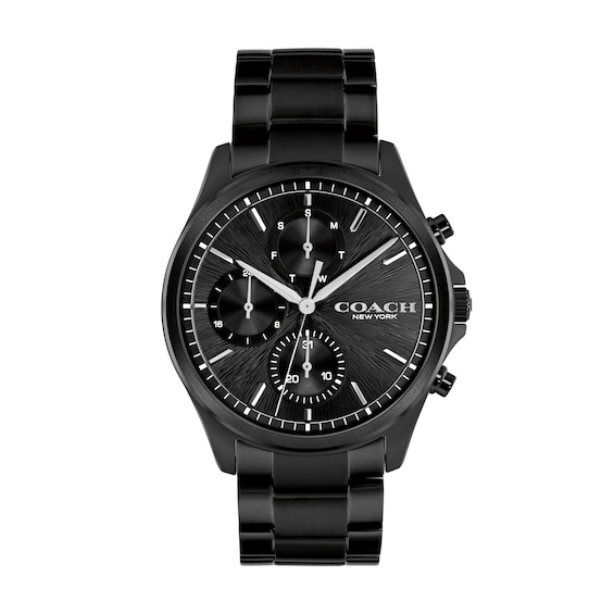 Men's Coach Oliver Black IP Stainless Steel Chronograph Watch with Black Dial (14602778)