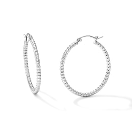 30.0mm Beaded Hoops in Hollow Sterling Silver