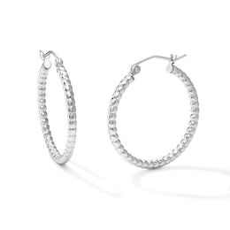 25.0mm Beaded Hoops in Hollow Sterling Silver