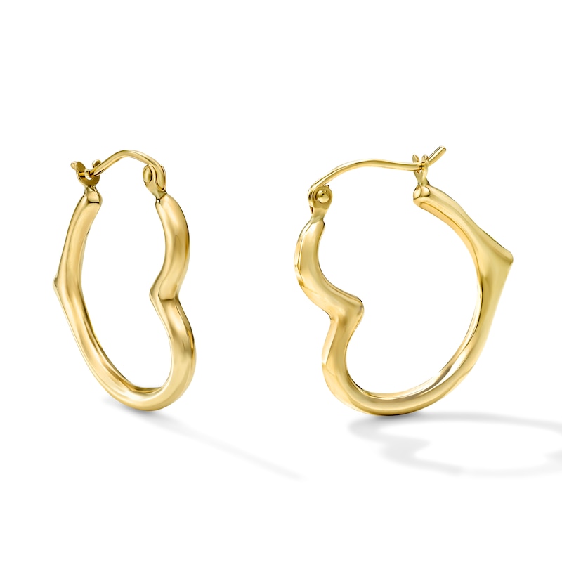 Main Image 1 of 18.0mm Heart Hoops in Hollow 10K Gold