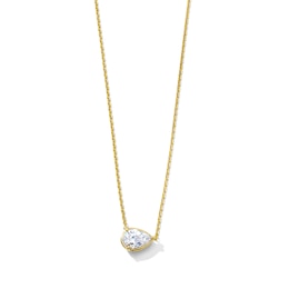 1/2 CT. T.W. Certified Pear-Shaped Lab-Grown Diamond East-West Solitaire Necklace in 10K Gold (F/VS2) - 18"