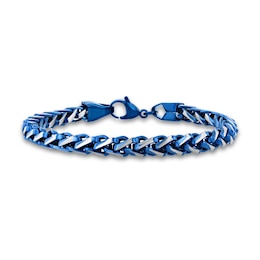 6.0mm Wheat Chain Bracelet in Solid Stainless Steel with Blue Ion Plate - 8.5"