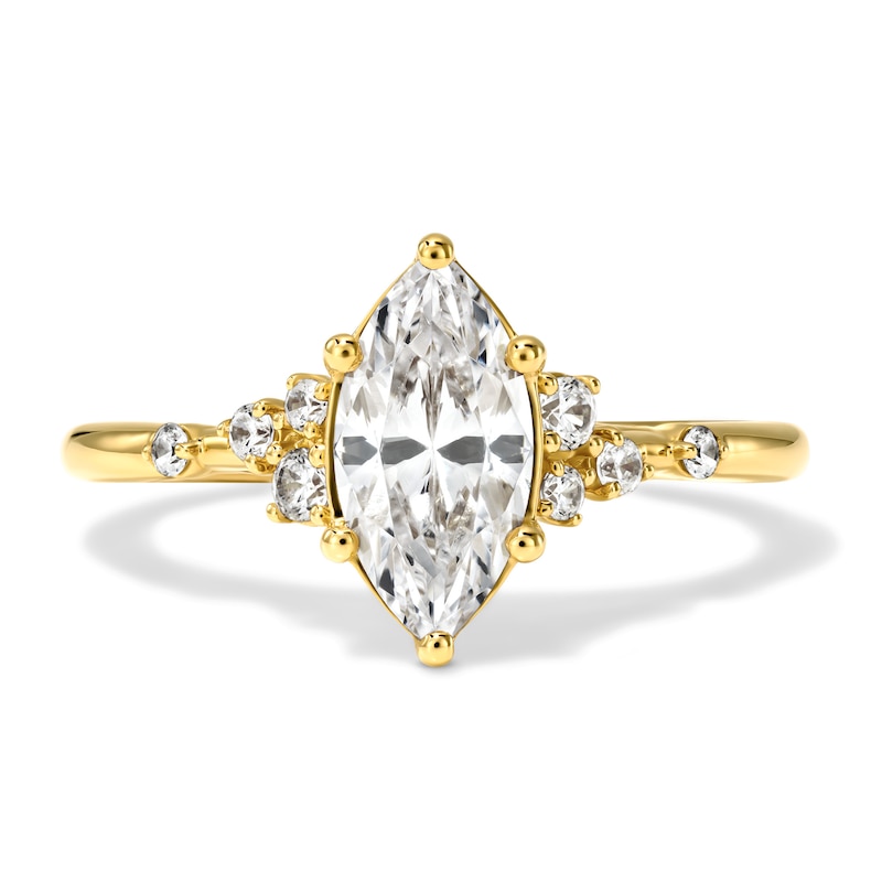 Main Image 1 of 1-1/5 CT. T.W. Marquise-Cut Certified Lab-Grown Diamond Engagement Ring in 14K Gold (F/VS2)