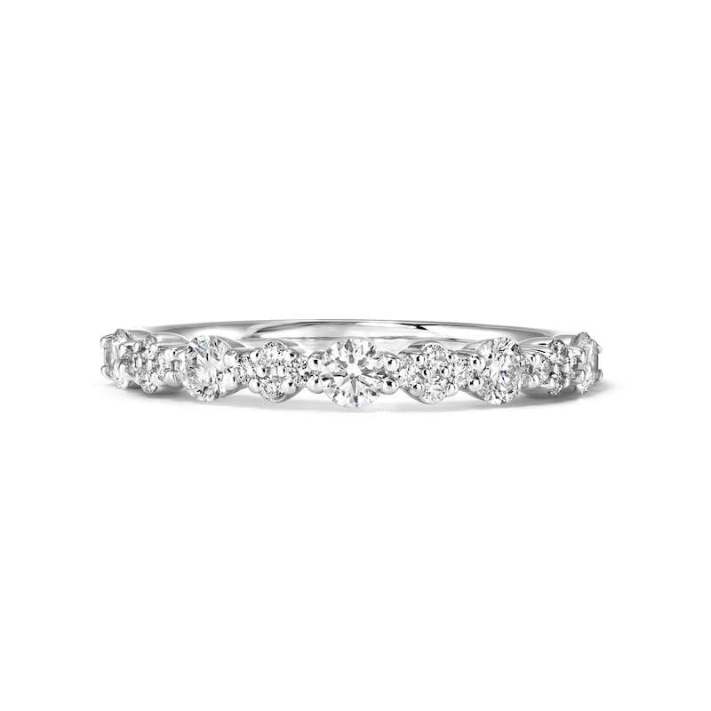 Main Image 1 of 1/2 CT. T.W. Diamond Alternating Ring in 10K White Gold