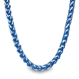 6.0mm Wheat Chain Necklace in Solid Stainless Steel with Blue Ion Plate - 24"