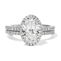 2-3/4 CT. T.W. Oval Certified Lab-Grown Diamond Frame Bridal Set in 14K White Gold (F/VS2)