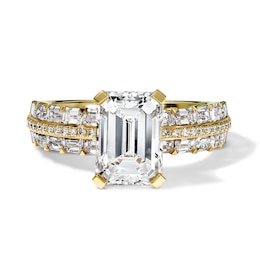 4.58 CT. T.W. Certified Emerald-Cut Lab-Grown Diamond Hidden Frame Engagement Ring in 14K Gold (F/VS2)