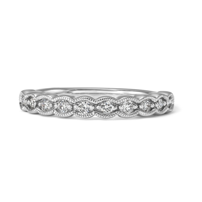 Main Image 1 of 1/6 CT. T.W. Lab-Grown Diamond Milligrain Stackable Band in Sterling Silver